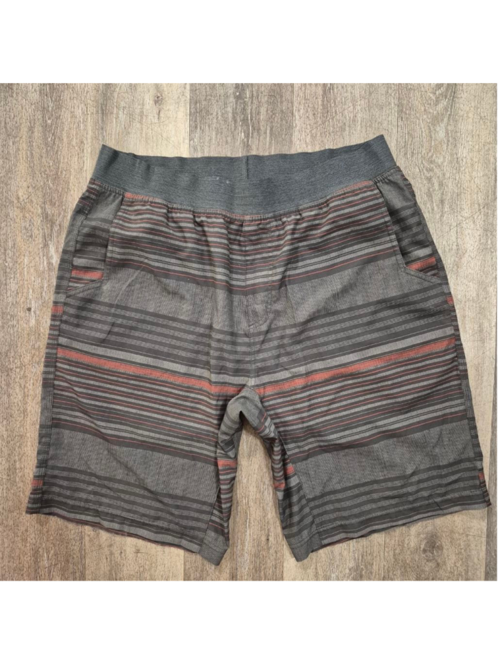 Men's prAna Gray Red Striped Athletic Shorts L